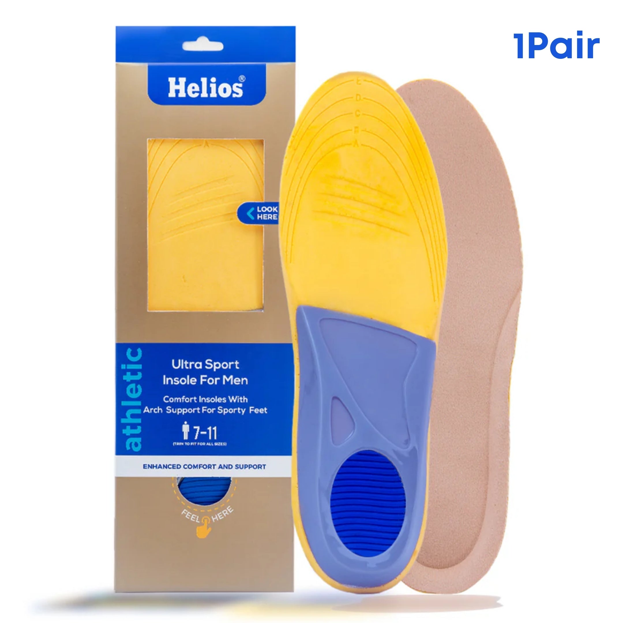 Helios Ultra sport insole with arch support (TRIM TO FIT SIZE 7-11)
