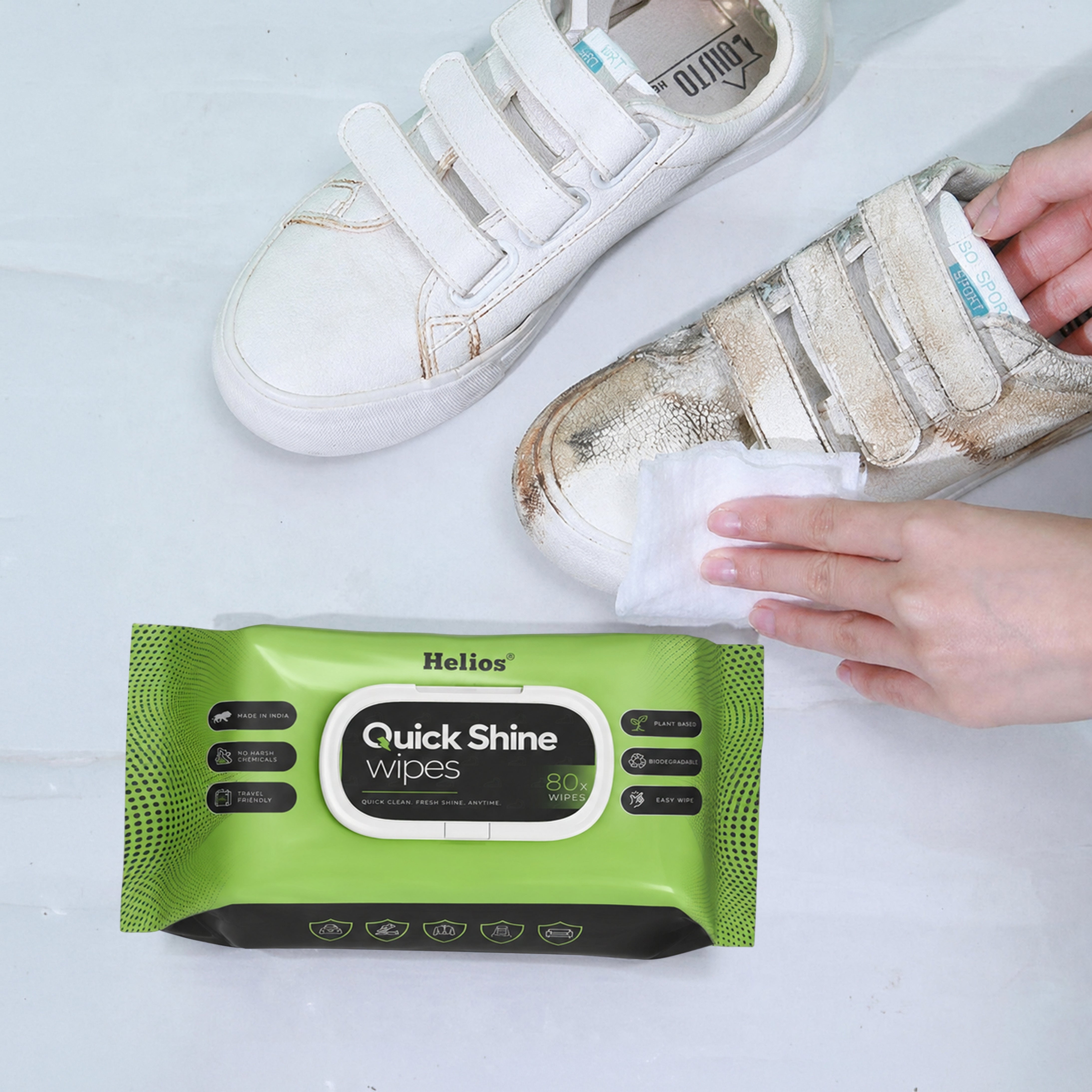 Helios Quick Shine Shoe Wipes Pack of 80