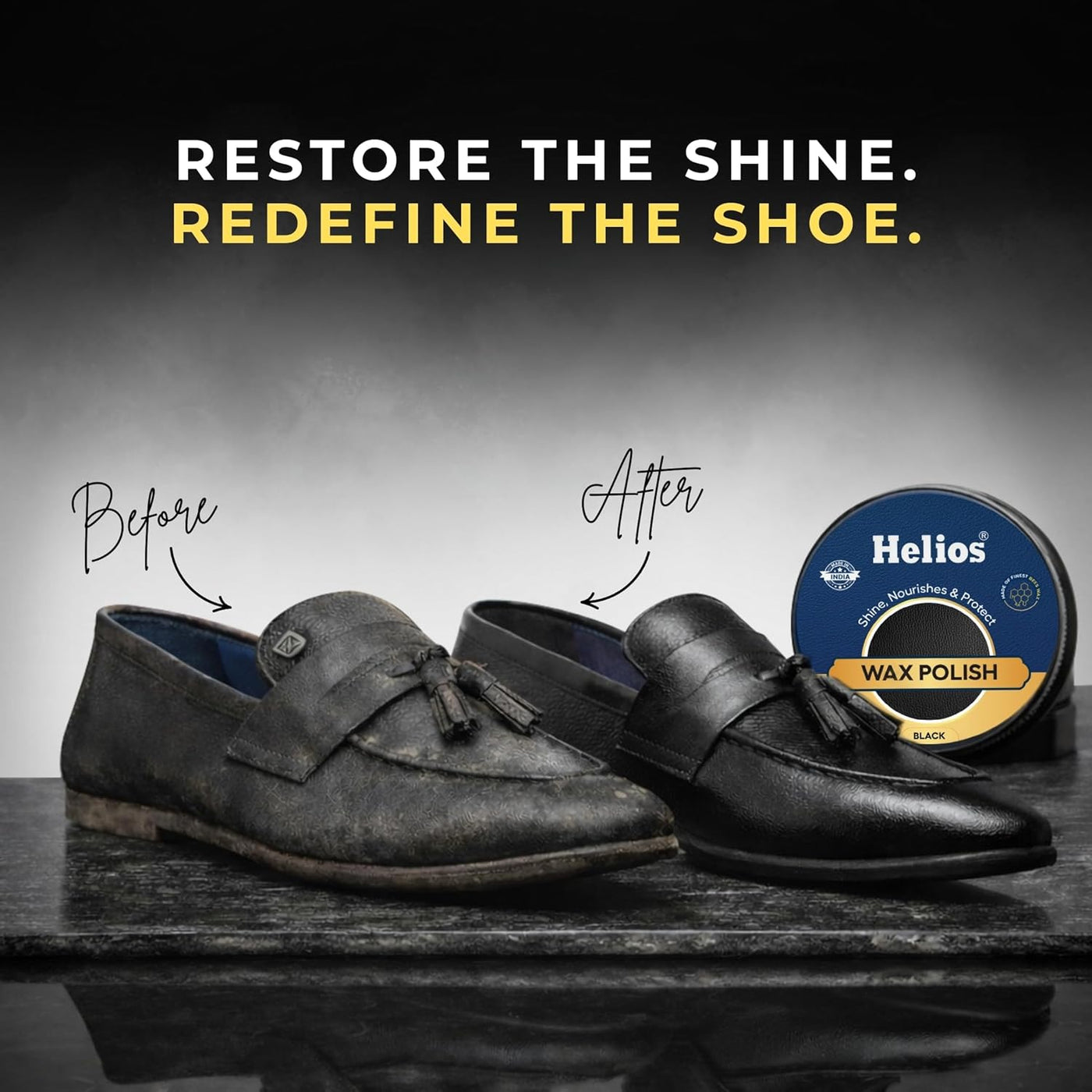 Helios Wax Shoe Polish – Leather Shine, Nourish & Protect | Long-Lasting Finish