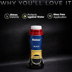 Helios Liquid Shoe Polish – Instant Shine & Color Restore for Leather Shoes | Black & Brown | Easy Sponge Applicator