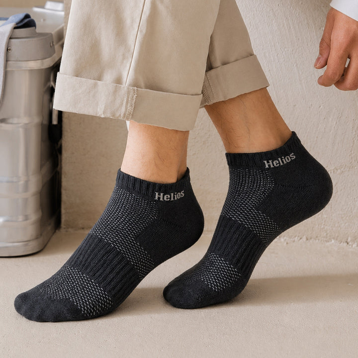 Helios Bamboo Ankle Socks for Men & Women | Breathable Anti-Odour Cushioned Sports Socks | Black, Navy & White