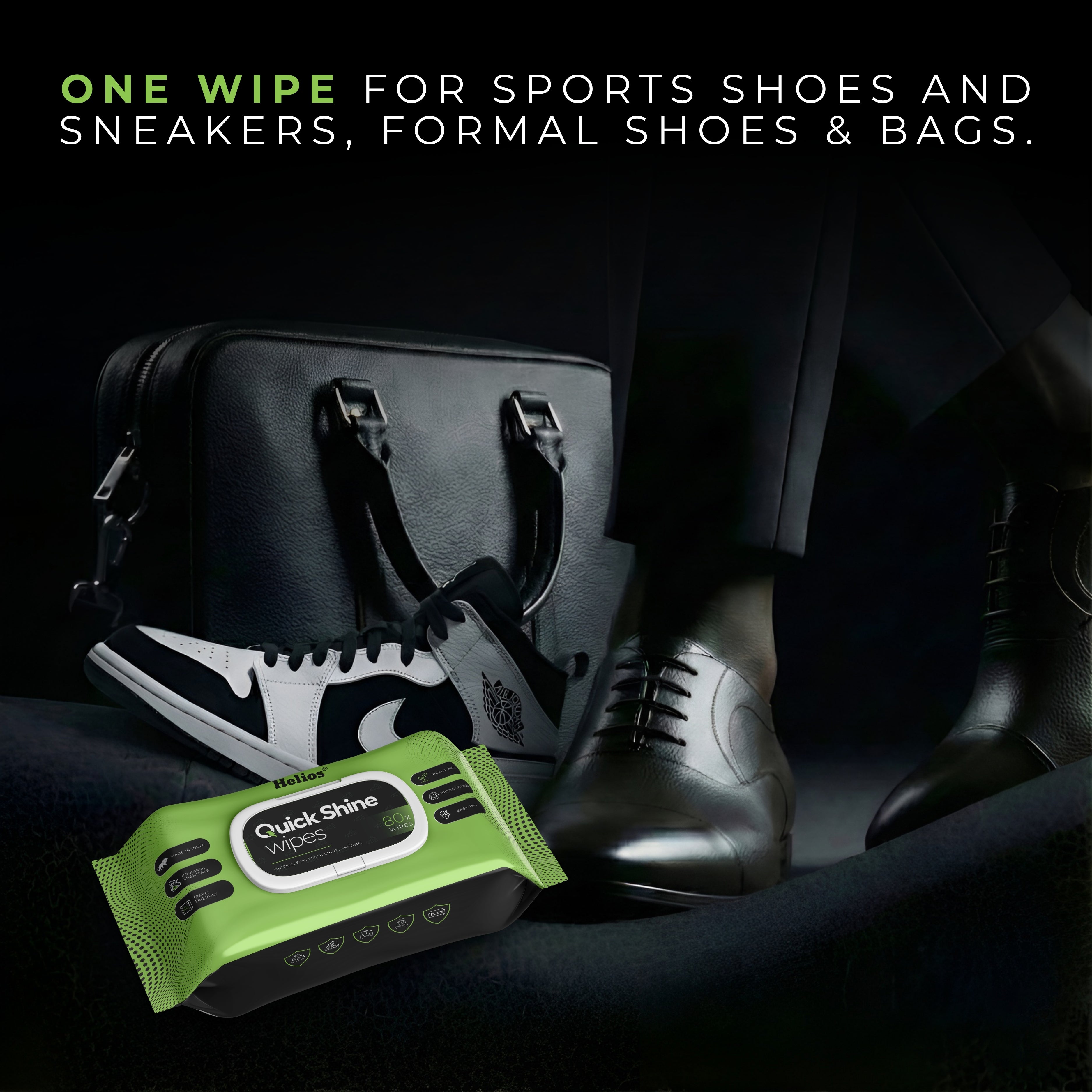 Helios Quick Shine Shoe Wipes Pack of 80