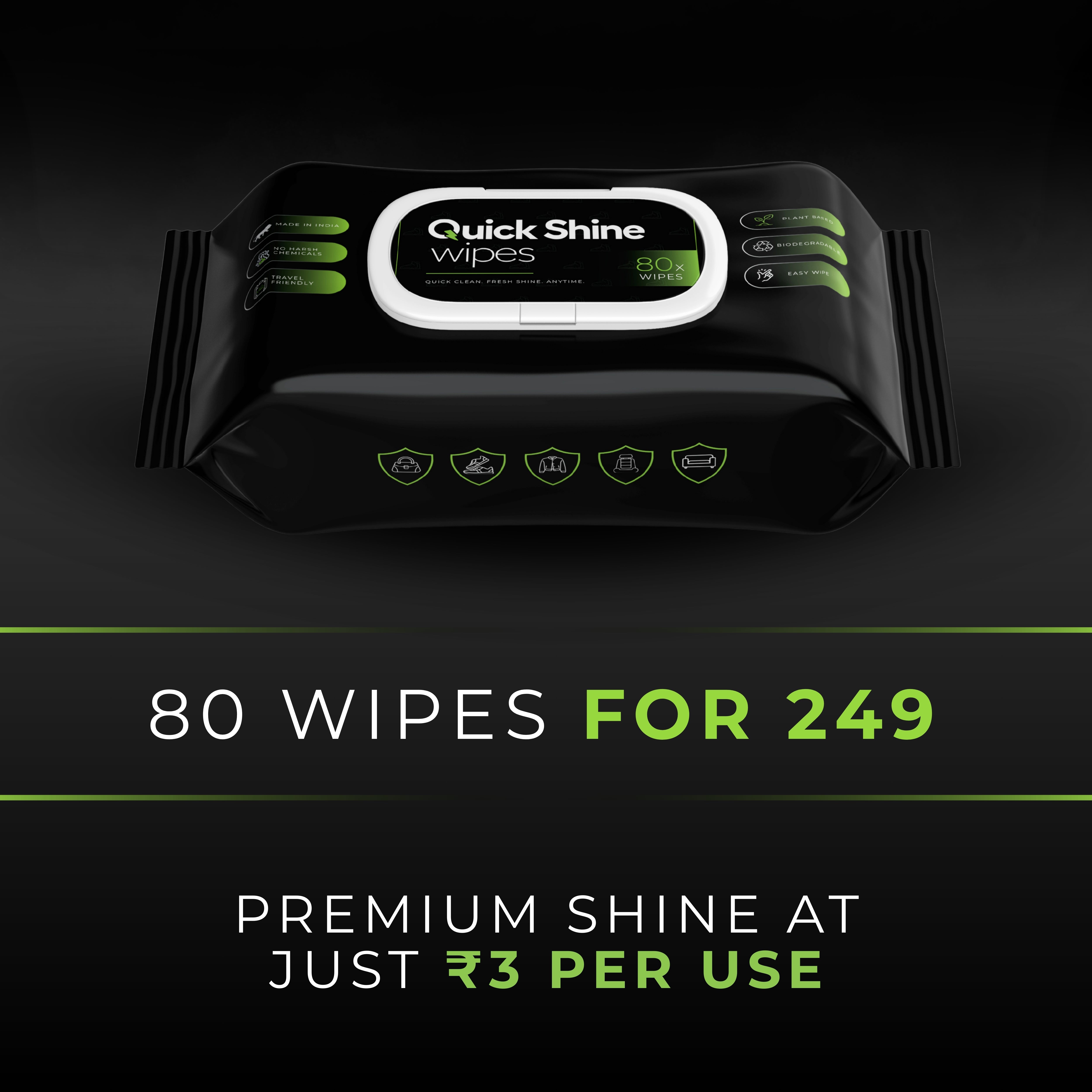 Helios Quick Shine Shoe Wipes Pack of 80