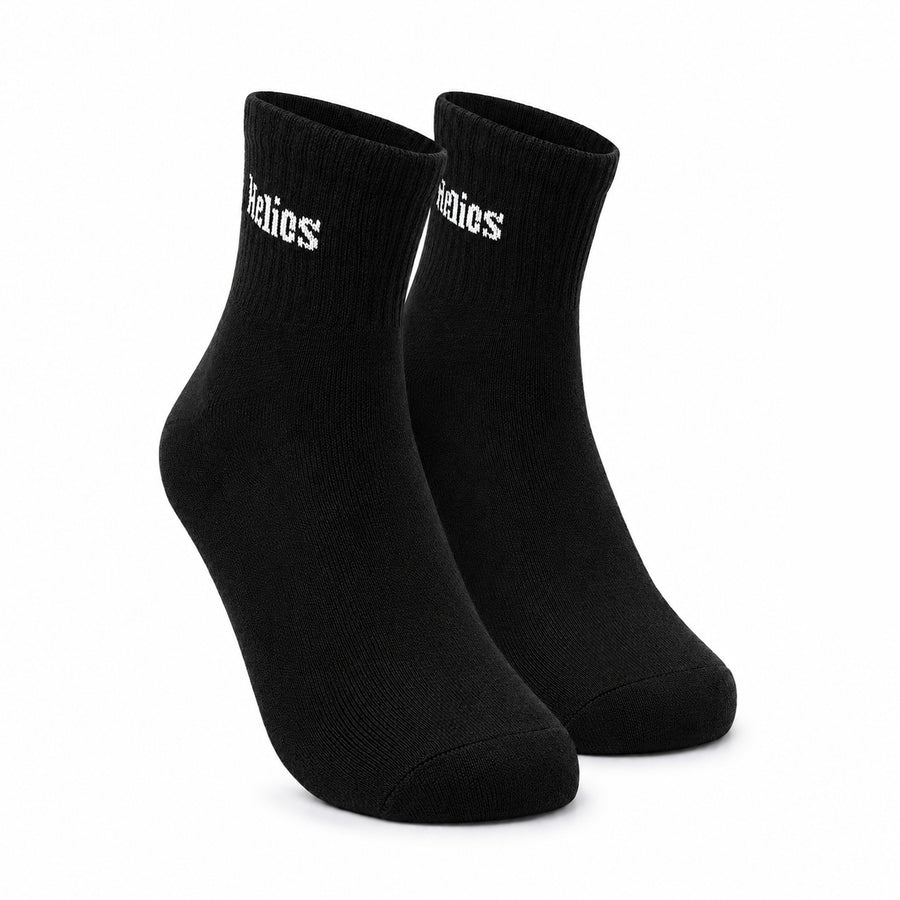 Helios Cotton Crew Socks Pack of 3 Pairs for Men & Women | Soft Breathable Daily Wear Socks | Black Grey Navy Blue