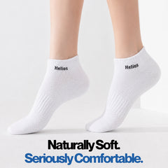Helios Bamboo Ankle Socks for Men & Women | Breathable Anti-Odour Cushioned Sports Socks | Black, Navy & White