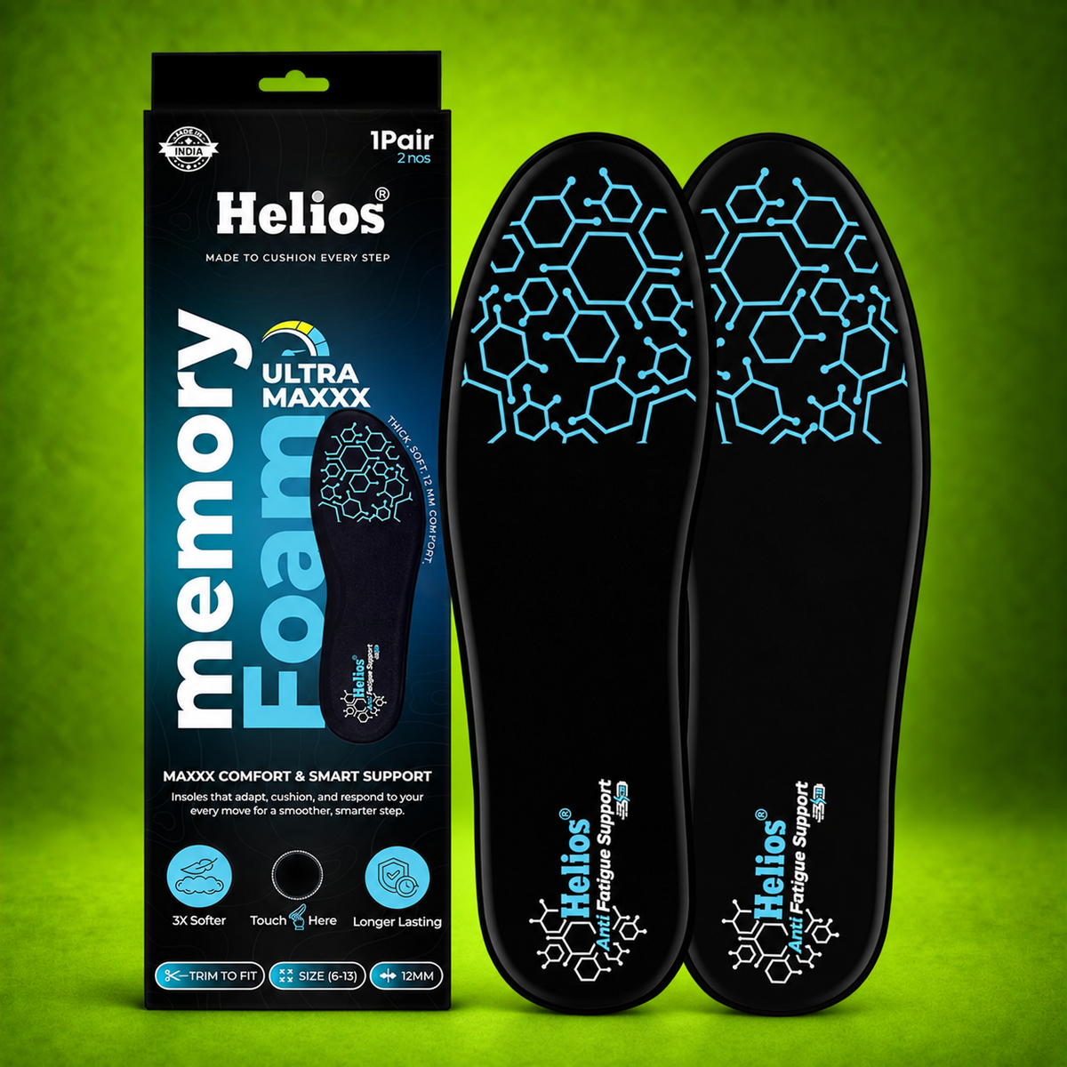 Helios Memory Foam Ultra Max Insole | Trim to Fit Shoe Inserts