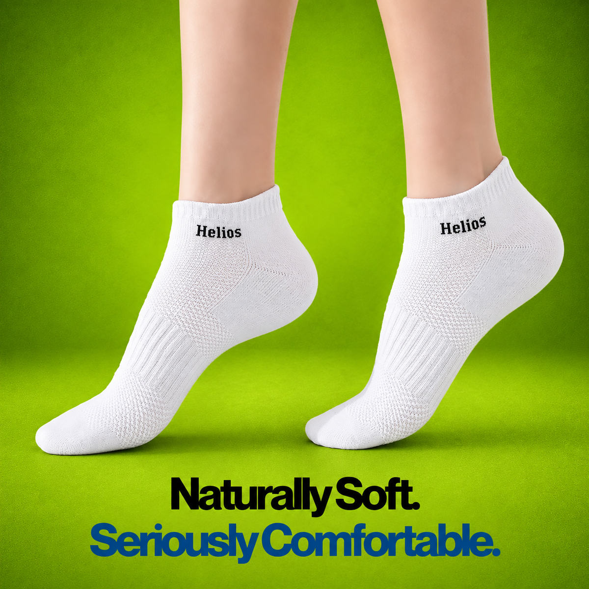 Helios Bamboo Ankle Socks for Men & Women | Breathable Anti-Odour Cushioned Sports Socks | Black, Navy & White