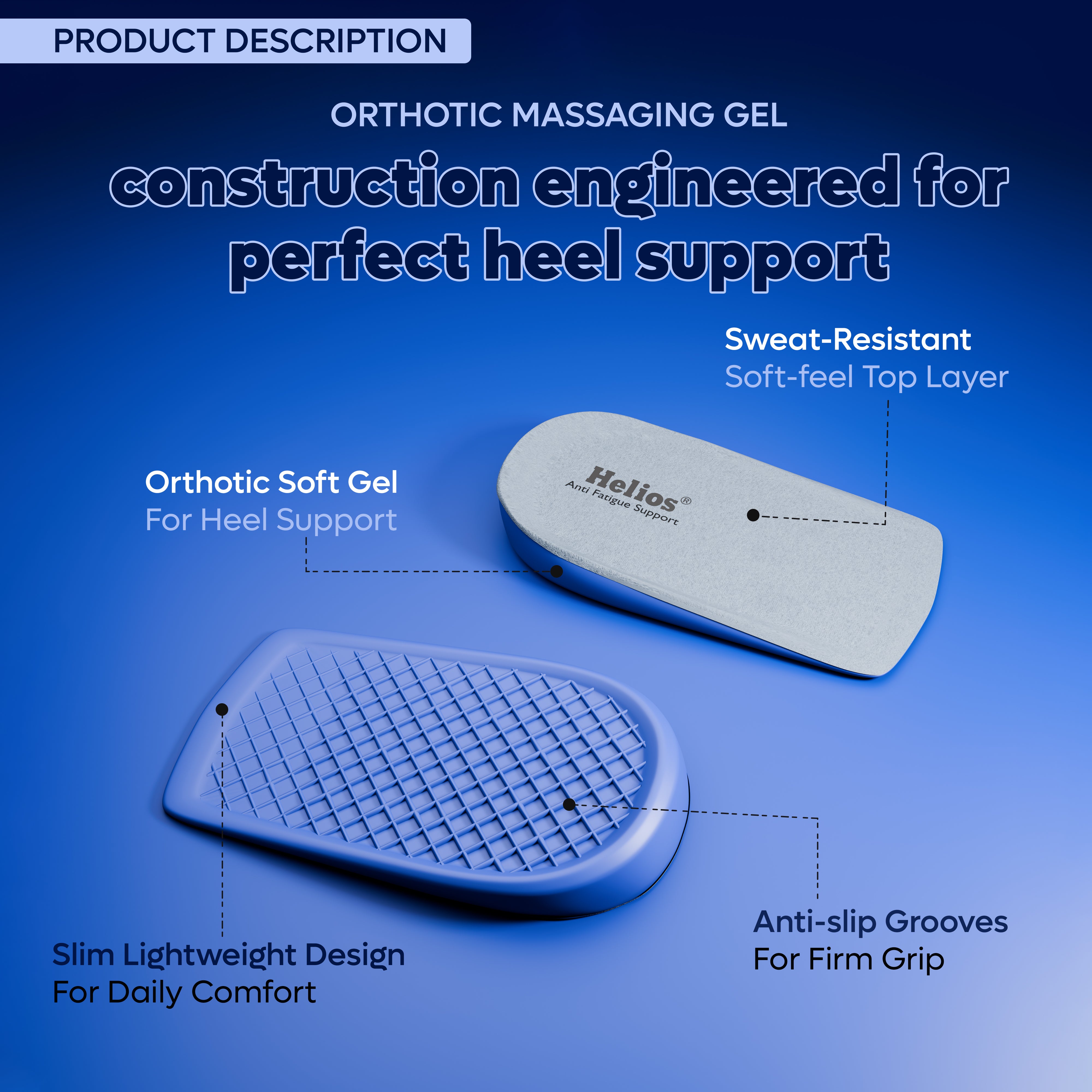 Helios Heel Cup Insole | Anti-Fatigue Heel Cushion with Shock Absorption & All-Day Comfort | Universal Fit for Men & Women