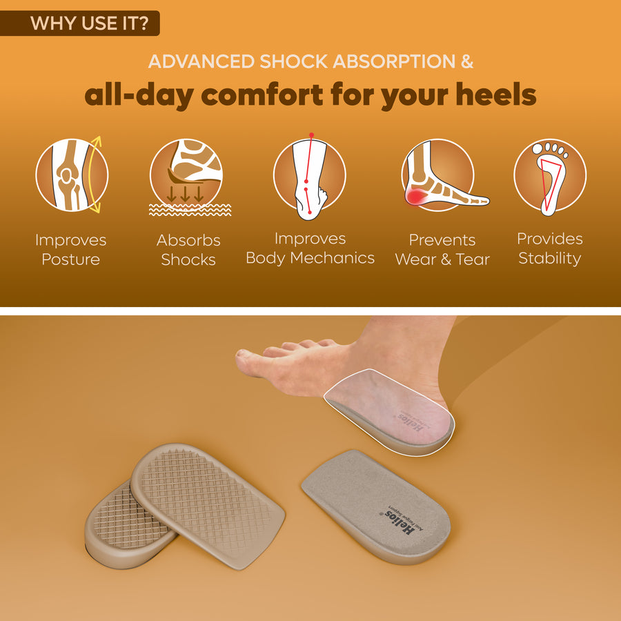 Helios Heel Cup Insole | Anti-Fatigue Heel Cushion with Shock Absorption & All-Day Comfort | Universal Fit for Men & Women