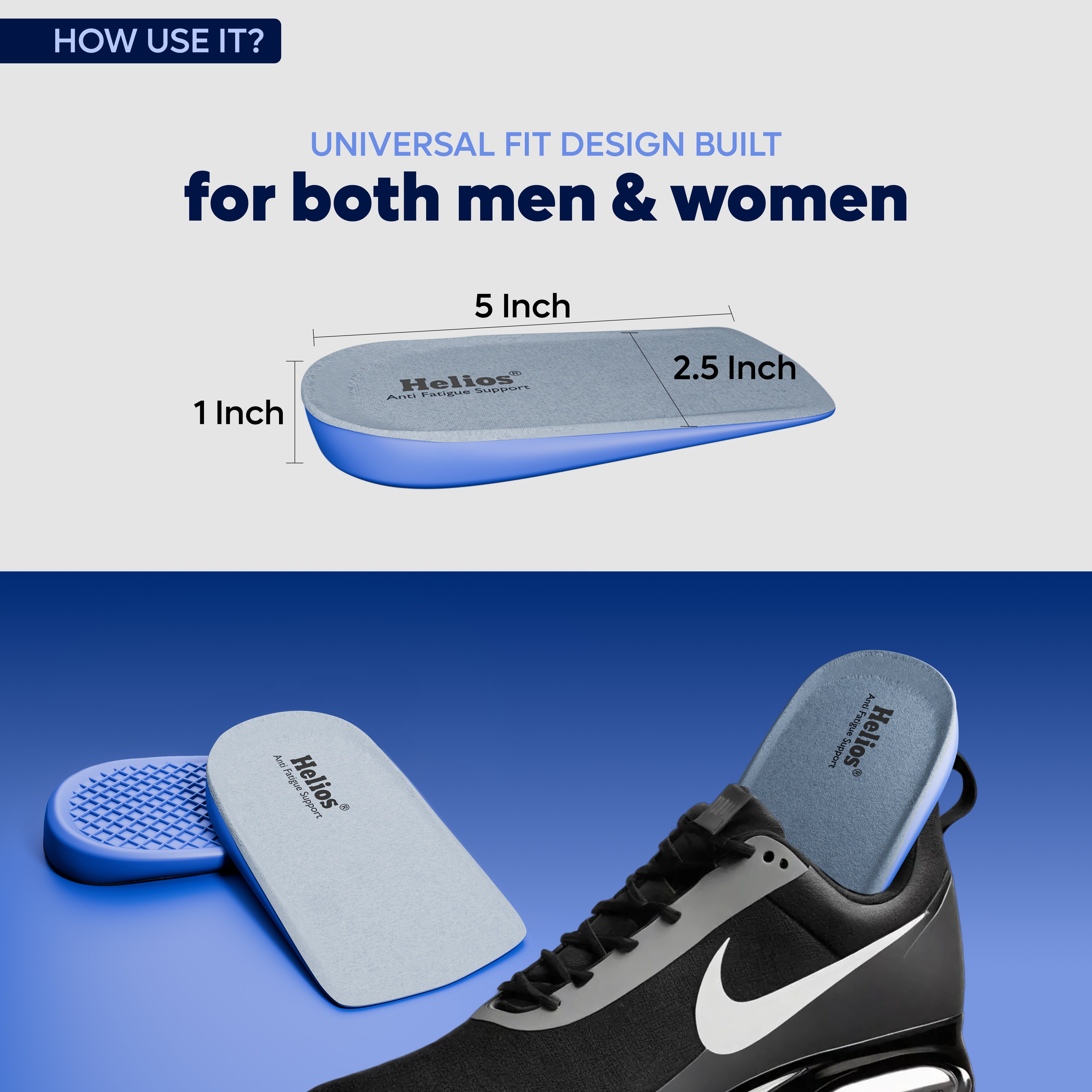 Helios Heel Cup Insole | Anti-Fatigue Heel Cushion with Shock Absorption & All-Day Comfort | Universal Fit for Men & Women