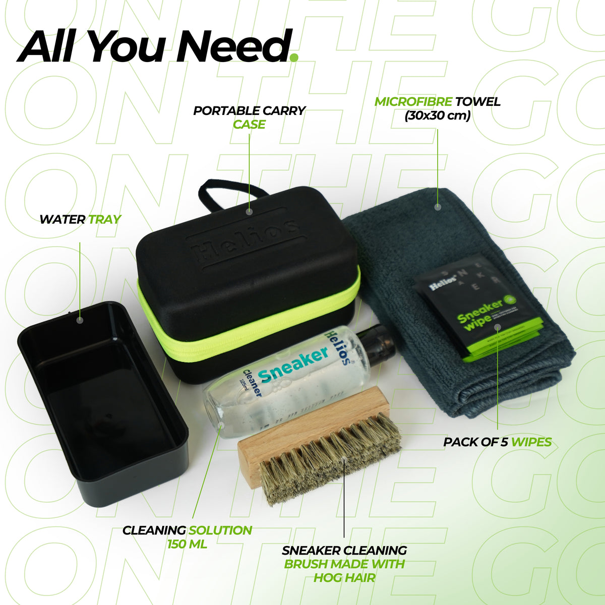 Helios On The Go Sneaker Care Kit with FREE 80 Sneaker Cleaning Wipes