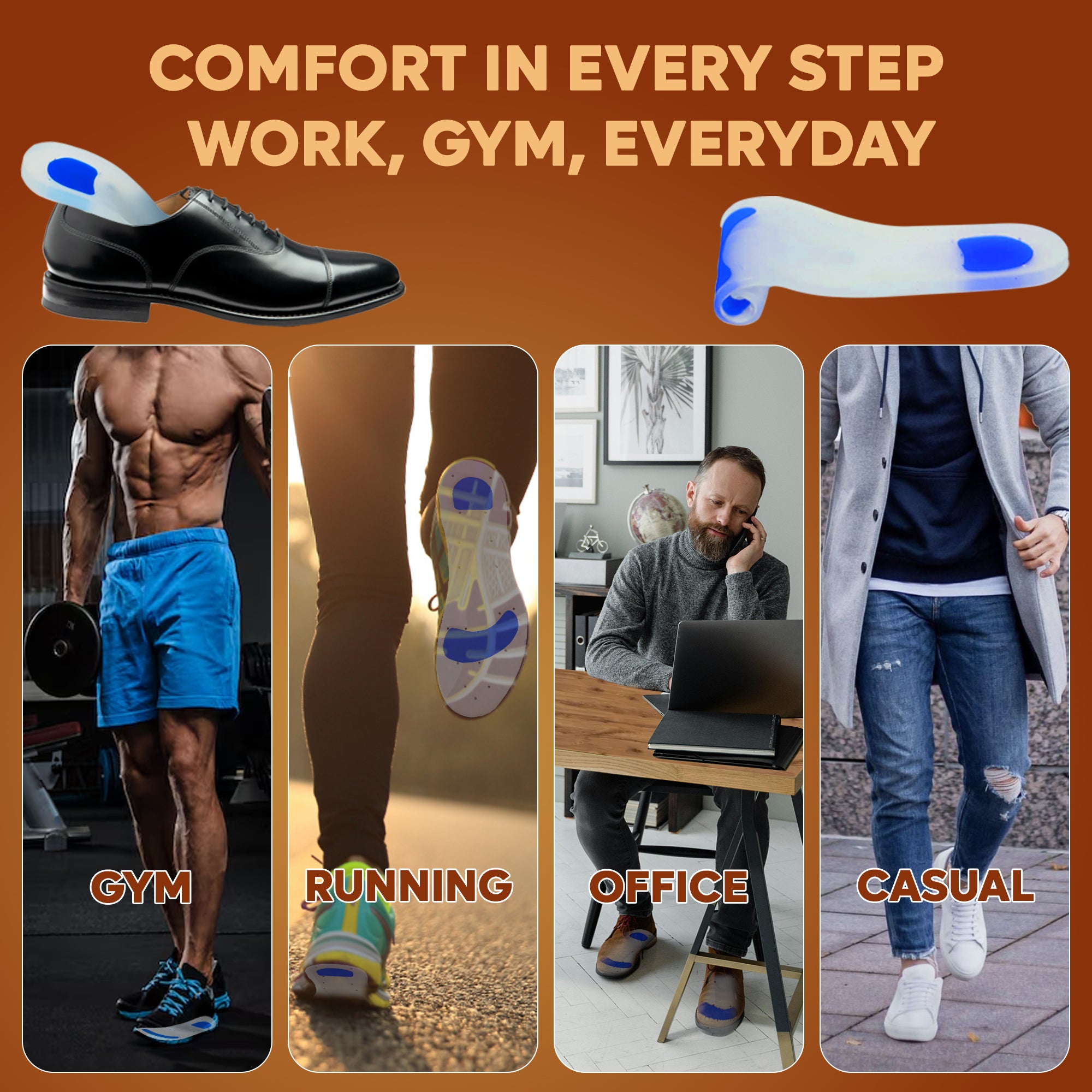 Helios Silicone Insole FOR MEN (SIZE S|M|L|XL)