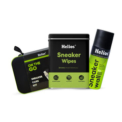 Helios Monsoon Protection Bundle | On-The-Go Sneaker Care Kit + 20 Sneaker Wipes + 100ml Water Proofer Spray