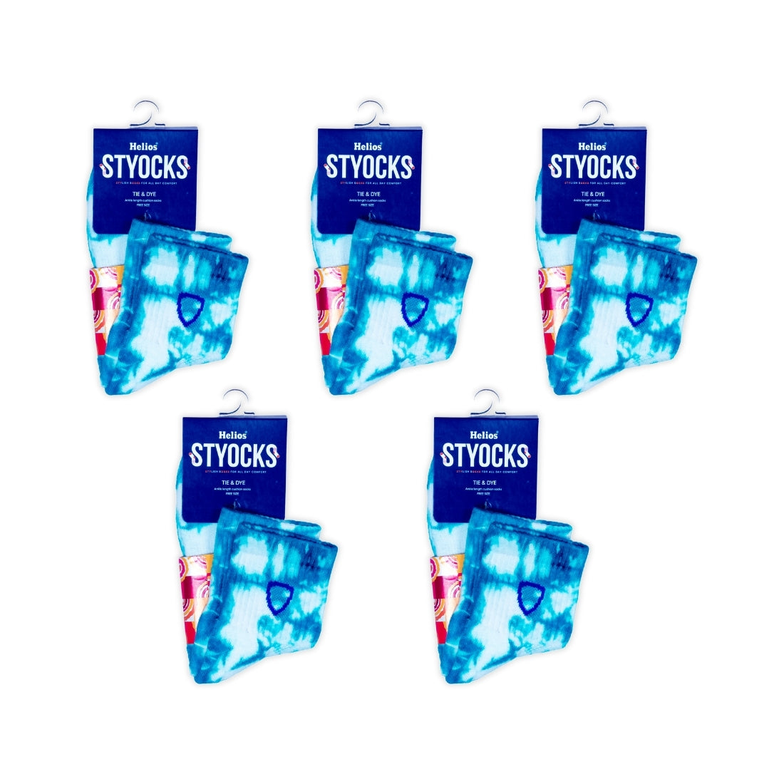 Helios Styocks Tie & Dye Ankle Length Cushion Socks - Sky Blue
