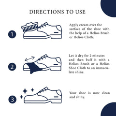 Helios Shoe Cream Glass Jar with Applicator with Helios Horse Hair Shoe Brush - (6.5 Inch)