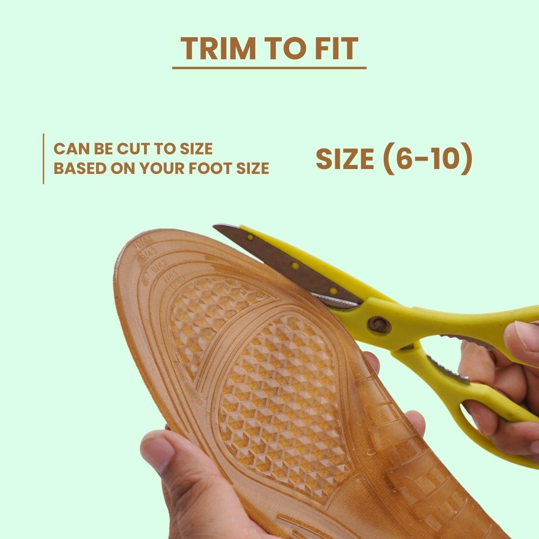 Helios Gel Insole for Flat Foot  FOR MEN (Trim to Fit SIZE 6-10)