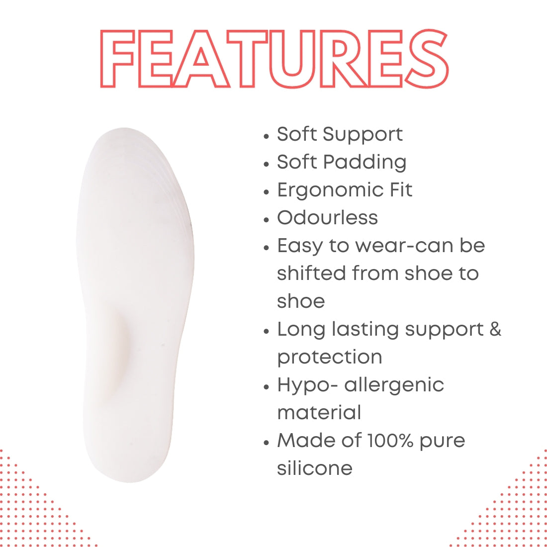 Femme Arch Support Silicone Insole For Women - Size 3-7 (Trim to Fit)