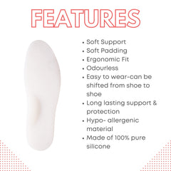 Femme Arch Support Silicone Insole For Women - Size 3-7 (Trim to Fit)