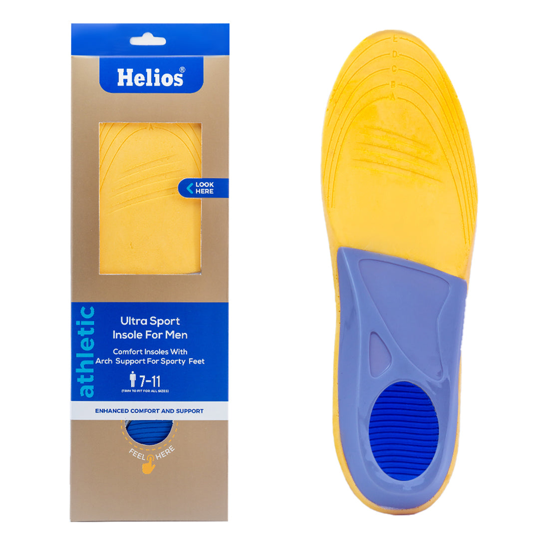 Helios Ultra sport insole with arch support (TRIM TO FIT SIZE 7-11)